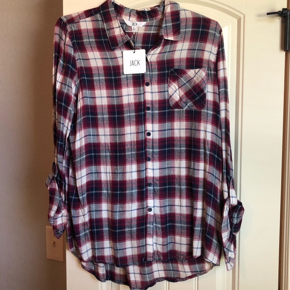 BB Dakota Jack plaid button down, size L, NWT